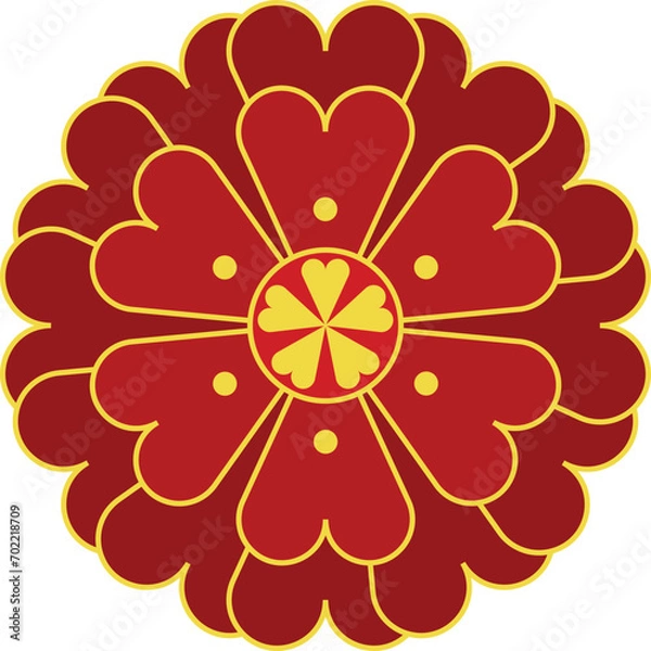 Obraz Red vector Chinese flower element illustration