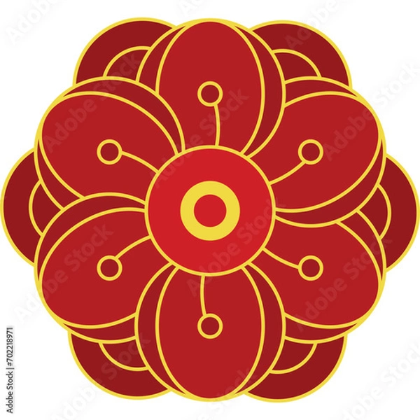 Obraz Red vector Chinese flower element illustration