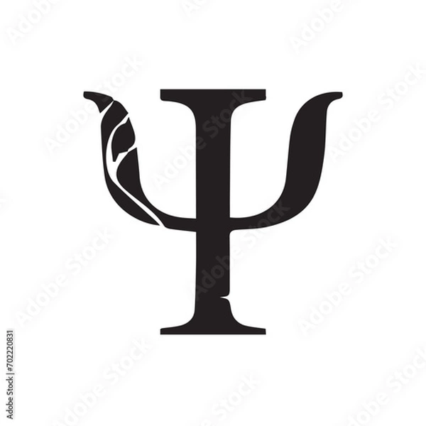 Fototapeta Psi Symbol in Greek Alphabet, Vector Image Illustration Isolated on White Background