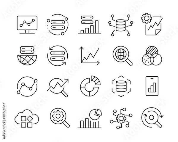Fototapeta Data Analysis Icons - Vector Line. Editable Stroke.