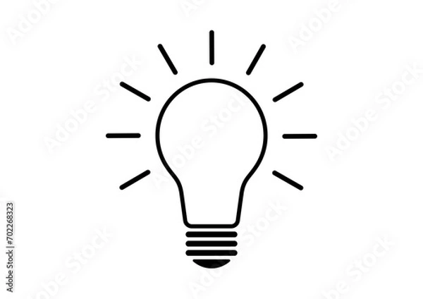 Fototapeta Light Bulb Icon Symbol with Idea Concept Isolated on White Background. Idea, Innovation, Inspiration and Creativity Concept. Vector Illustration.
