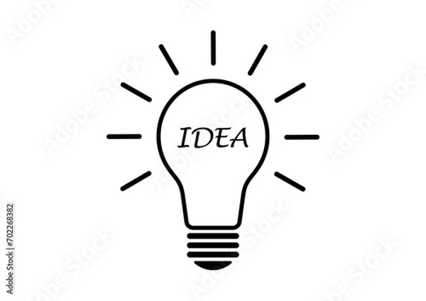 Fototapeta Light Bulb Icon Symbol with Idea Concept Isolated on White Background. Idea, Innovation, Inspiration and Creativity Concept. Vector Illustration.