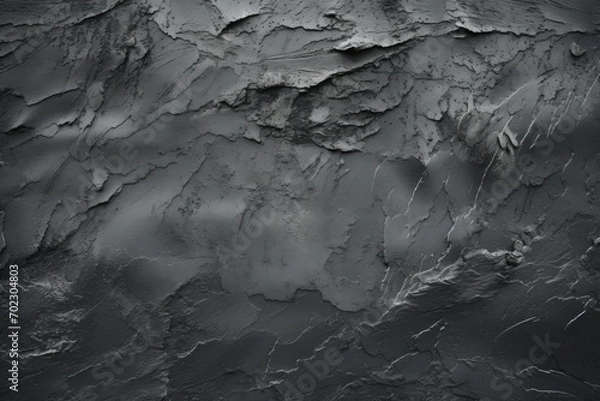 Fototapeta Wall texture with filler paste applied with spatula decorative black putty background. , chaotic dashes and strokes over plaster. Creative design, stone, cement