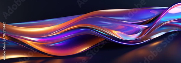 Fototapeta Colorful abstract 3D waves of fluid neon liquid 