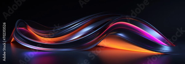 Fototapeta Colorful abstract 3D waves of fluid neon liquid 