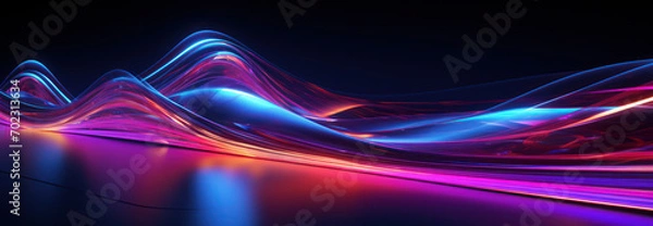 Fototapeta Colorful abstract 3D waves of fluid neon liquid 