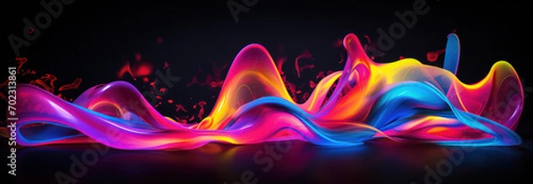 Fototapeta Colorful abstract 3D waves of fluid neon liquid 