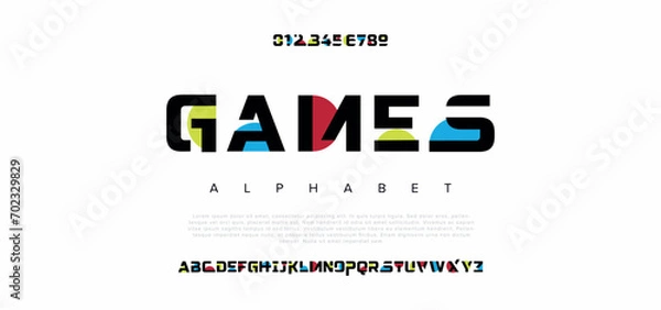 Fototapeta Game Modern abstract digital alphabet font. Minimal technology typography, Creative urban sport fashion futuristic font and with numbers. vector illustration.