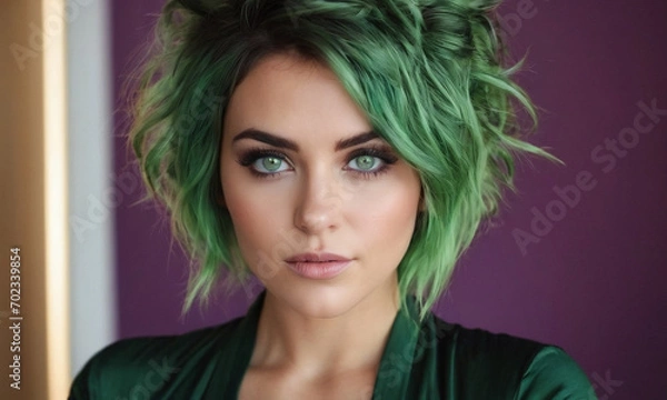 Obraz ragazza con i capelli verdi