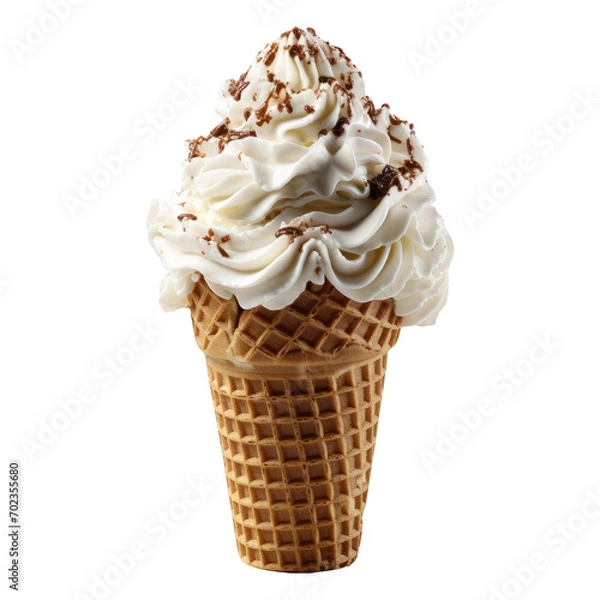 Fototapeta ice cream cone with whipped cream on top