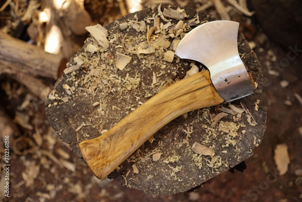 Fototapeta carving axe with Kaffir lime handle