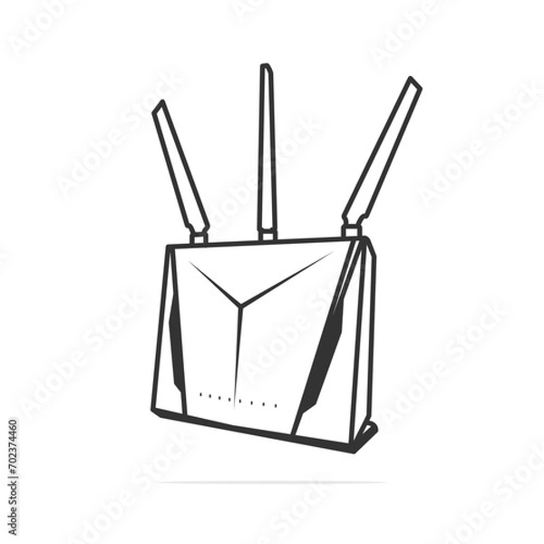 Obraz Wireless Router Device vector illustration. Technology object icon concept. Modem internet router technology device vector design on green background with shadow.