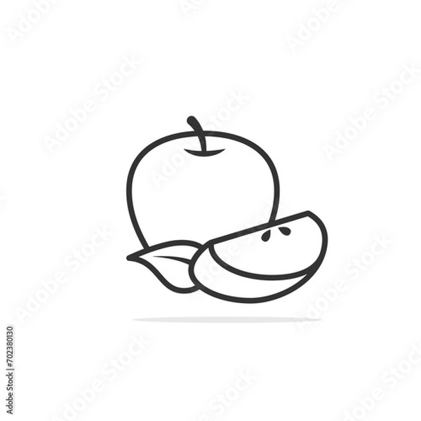 Obraz Apple Fruit Cartoon Vector Icon Illustration.Apple Diet Vector Icon Illustration. Apple Fruit Menu of Diet. Flat Cartoon Style