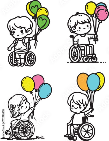 Fototapeta Physically Challengechildren with balloons