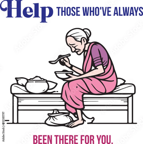 Obraz Poor elderly people help vector