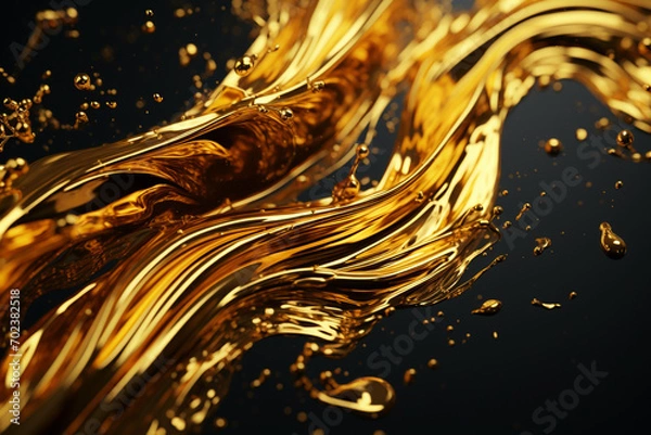 Fototapeta Dynamic Splash of Gold Fluid