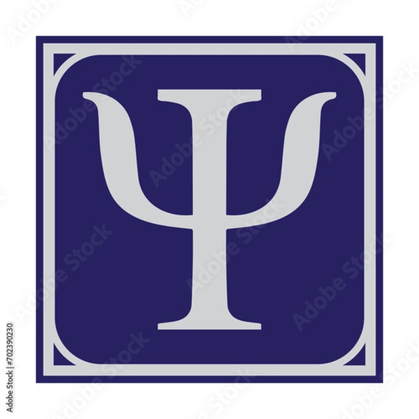 Fototapeta Greek Symbol Psi, Vector Image Illustration isolated on White Background