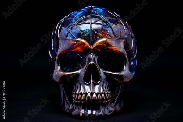 Fototapeta Glass designer skull on black background