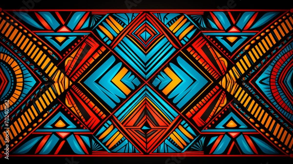Fototapeta African tribal pattern in colorful. Illustration Generative AI. Black History Month