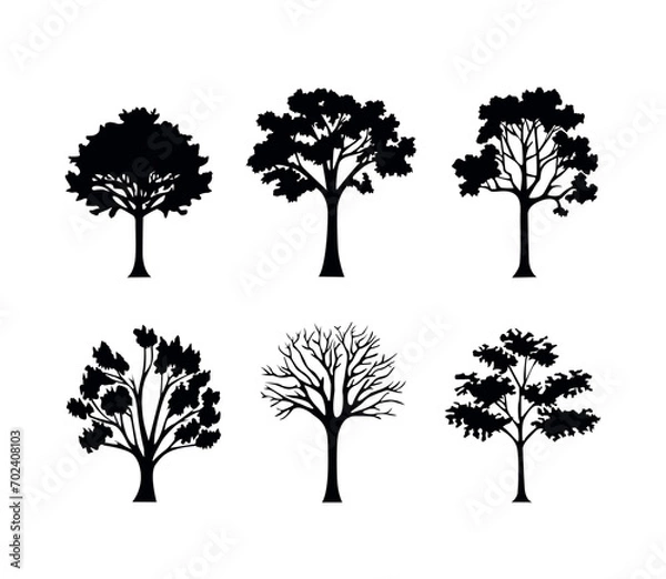 Fototapeta tree icon silhouette set