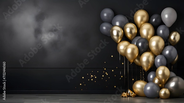 Fototapeta Chic Grey and Golden Balloons in Luxurious Setting