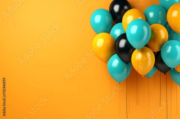 Fototapeta Cheerful Assortment of Balloons on Orange with Copy Space