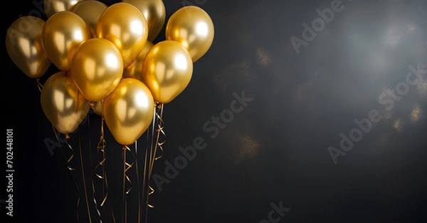 Fototapeta Gold Balloon Celebration Background with Copy Space