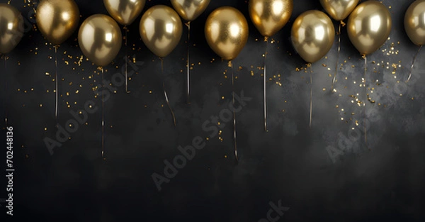 Fototapeta Text-Friendly Dark Background Featuring Gold Balloons