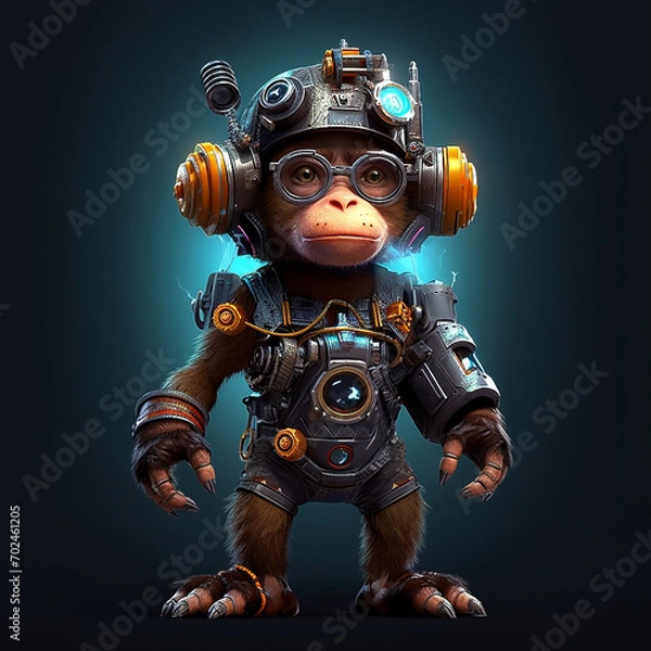 Fototapeta Game character robot monkey