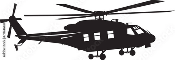 Fototapeta Tactical Wings Black Combat Helicopter Iconic Icon Warfare Fury Vector Black Helicopter Emblematic Identity