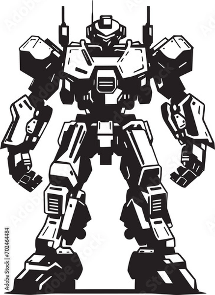 Obraz Aerial Defender Black Armed Robot Symbolic Identity Stealth Avenger Vector Black Combat Machine Icon