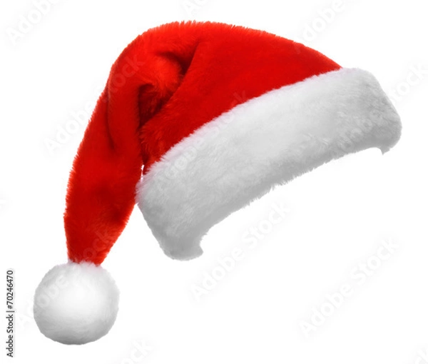 Obraz Single Santa Claus red hat isolated on white background