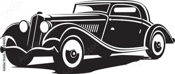 Fototapeta Vintage Legend Black Vector Car Symbolic Icon Nostalgic Revival Vintage Car Black Emblematic Design