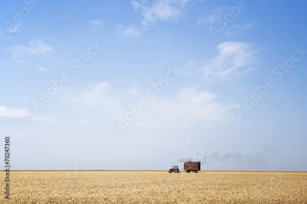 Fototapeta Tractor at work on a field