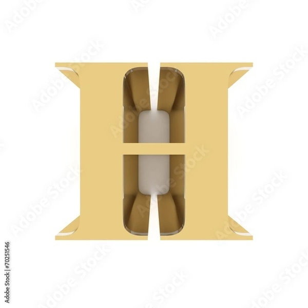 Obraz Golden letter H on white background