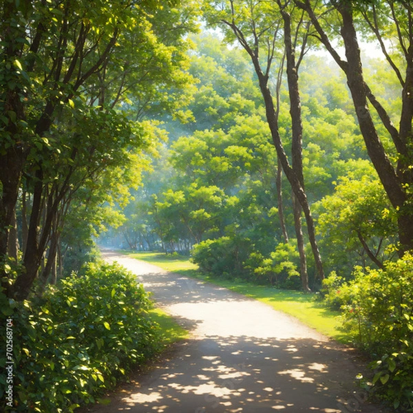 Fototapeta 森の一本道