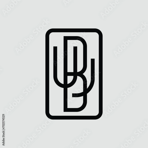 Fototapeta UBJ monogram vector logo within rounded rectangle. Logo for company, brand, industry, business, and product.