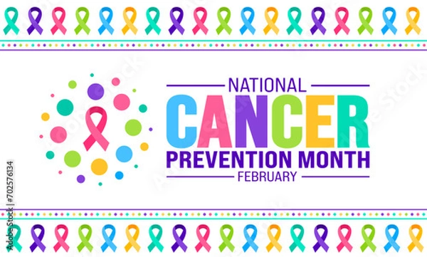 Fototapeta february is National Cancer Prevention Month background template. Holiday concept. background, banner, placard, card, and poster design template with text inscription and standard color.