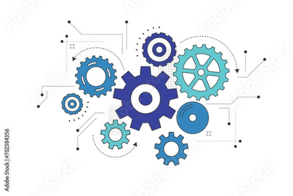 Fototapeta Abstract gear wheel mechanism background. Machine technology. Vector illustration