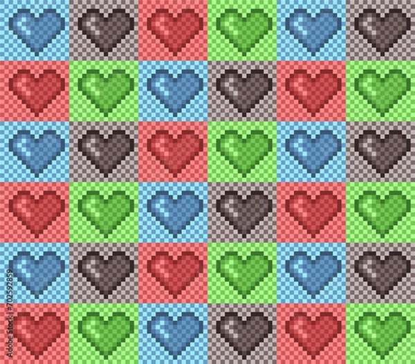 Fototapeta The seamless color background with hearts.
