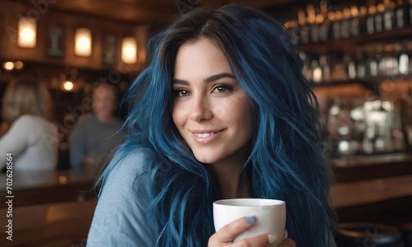 Obraz ragazza sorridente al bar