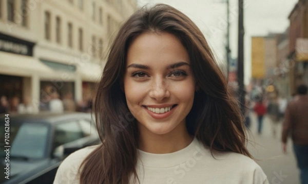 Obraz ragazza in strada sorridente