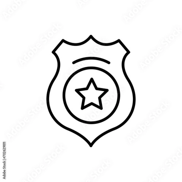 Obraz Police badge outline icons, minimalist vector illustration ,simple transparent graphic element .Isolated on white background