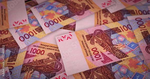 Obraz West African CFA Franc growing pile of money concept 3d illustration