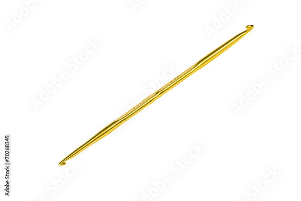 Obraz Golden crochet hook isolated on white
