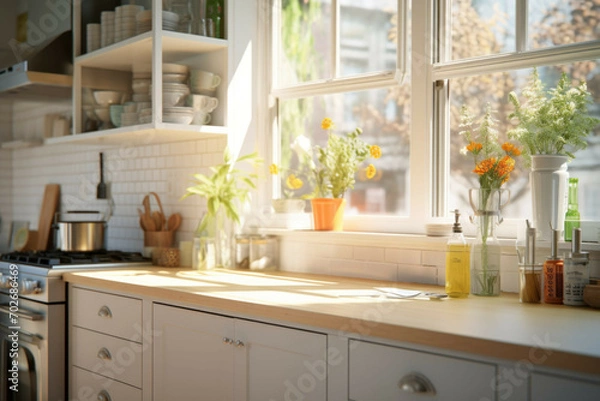 Obraz A bright and airy kitchen with natural light streaming in from a window