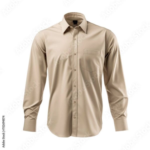 Obraz Beige Button-Down Shirt isolated on white background
