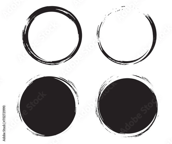 Fototapeta set of black and white frames, set of hand drawn elements brush stroke  template,
brush stroke set, set of stains, a set of black ink circles with different shapes brush stroke, abstract brush stroke 