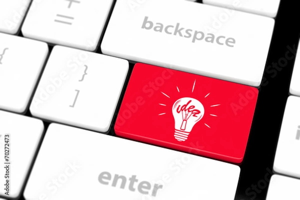 Fototapeta Computer keyboard with lamp key