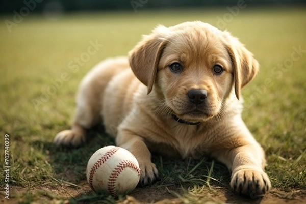 Obraz A puppy with a baseball